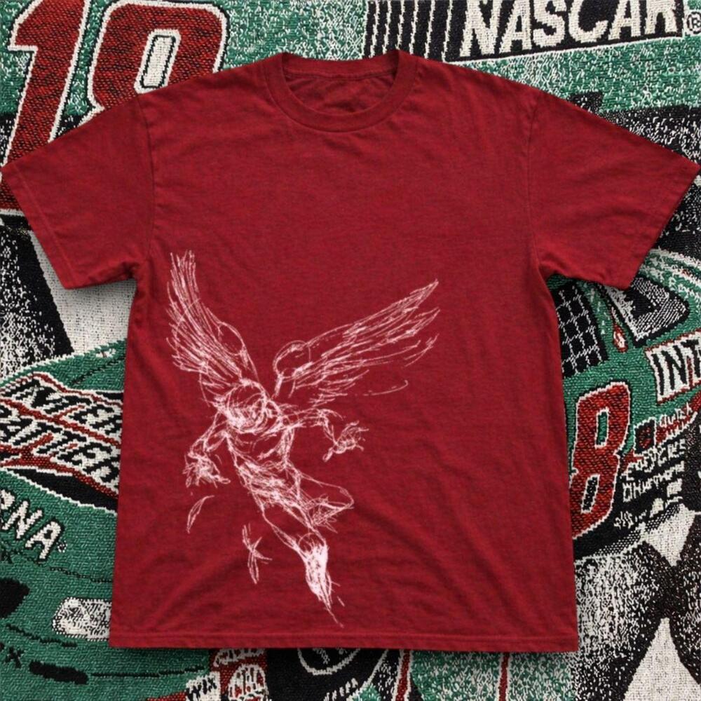 Angel Sketch Graphic Tee Red Unisex Gildan